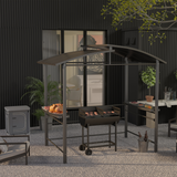 Outsunny 2-Grill Charcoal BBQ with Wheels, Adjustable Height and Mesh Shelf – Steel Backyard Barbecue, Black