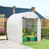 Outsunny 180 x 180 x 200cm Walk-In Polytunnel Greenhouse with Roll-Up Door and Window, PE Cover, White