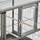 Large Rolling Bird Cage with Stand, 4 Perches and Food Bowls – Divisible Aviary for Finches and Canaries