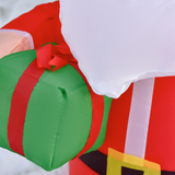 HOMCOM 4ft Inflatable Christmas Santa Claus with Gift & Internal LED Lights – IP44 Indoor Outdoor Xmas Decoration