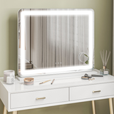 HOMCOM Vanity Mirror with LED Lights, 10X Magnifying Mirror & USB Charging Port – Wall or Tabletop, White