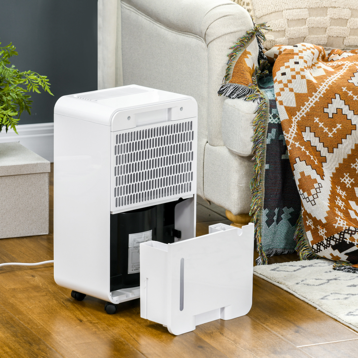 HOMCOM 10L/Day Dehumidifier with Air Purifier, Timer & 5 Modes – Compact Damp and Dust Control