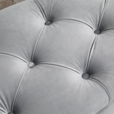 HOMCOM Semi-Circle Tufted Storage Ottoman Bench – Upholstered Footrest with Lift-Up Lid for Living Room