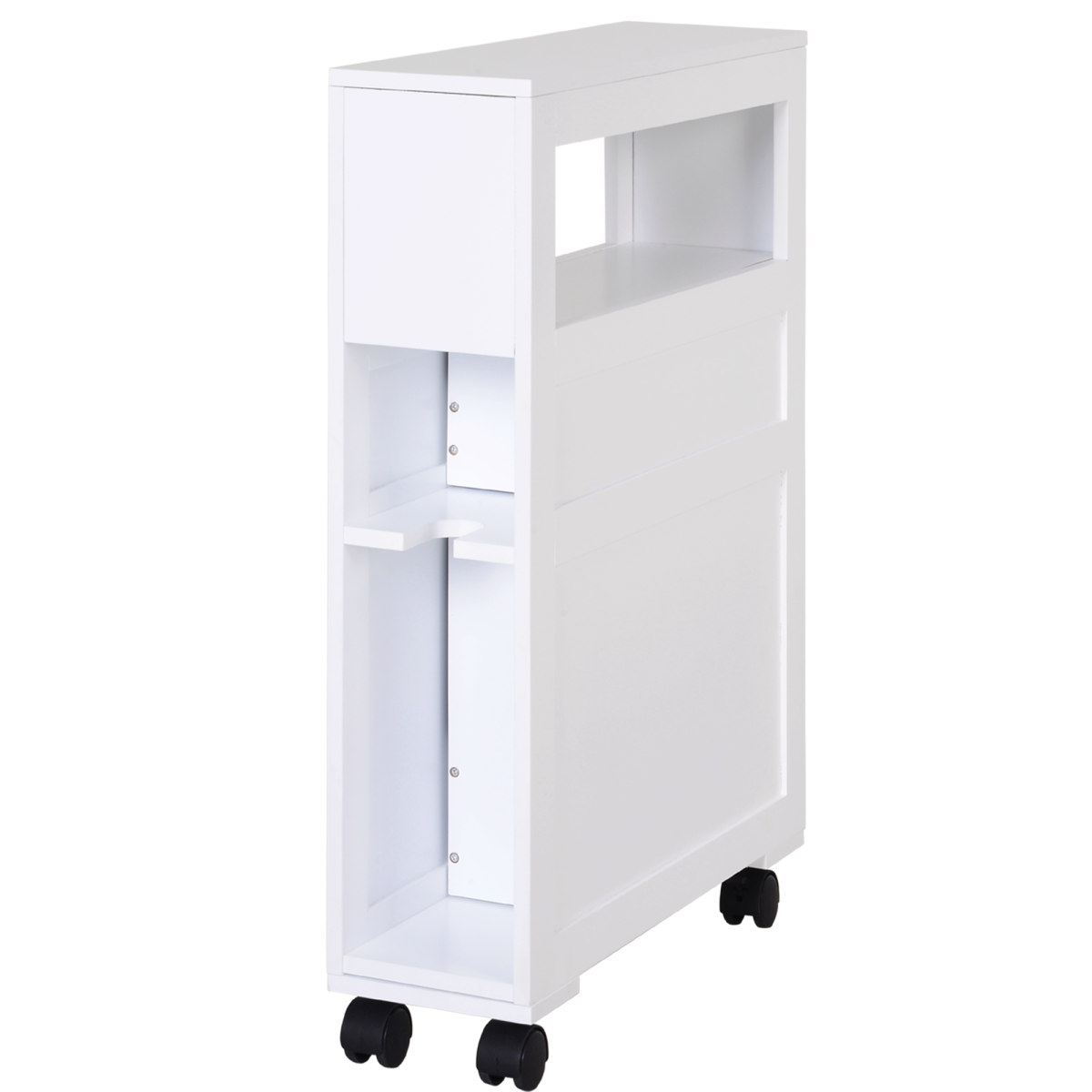 HOMCOM Slim Rolling Bathroom Storage Unit with 2 Drawers – 16cm Wide Space-Saving Trolley