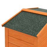 PawHut Wooden Rabbit Hutch with Run, Ramp & Slide-out Tray – Weatherproof Outdoor Pet House, Orange