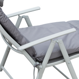 Outsunny Padded Sun Lounger with Pillow, 7-Position Adjustable Backrest & Steel Frame – Foldable Garden Recliner, Grey