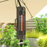 Outsunny Electric Parasol-Mounted Patio Heater, 2 Heat Settings up to 2000 W – IP44 Outdoor Heater, Black