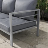 Outsunny 3-Seater Aluminium Garden Bench with Cushions, Armrests & Backrest – Patio Sofa, Grey