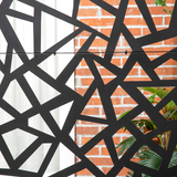 Outsunny Black Steel Garden Partition Screen with Hollow Irregular Design, Freestanding Divider, 198cm