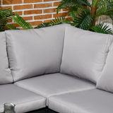 Outsunny 4-Piece Garden Furniture Set with Two Loveseats, Corner Seat & Glass-Top Table – Steel Frame, Light Grey