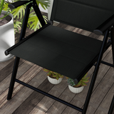 Outsunny Set of 2 Folding Outdoor Dining Chairs with Padded Headrest – Mesh, Aluminium Frame, Black