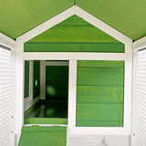 Pawhut Wooden Rabbit Hutch with Run, Ramp & Pull-Out Tray – Indoor & Outdoor Bunny Cage, Green