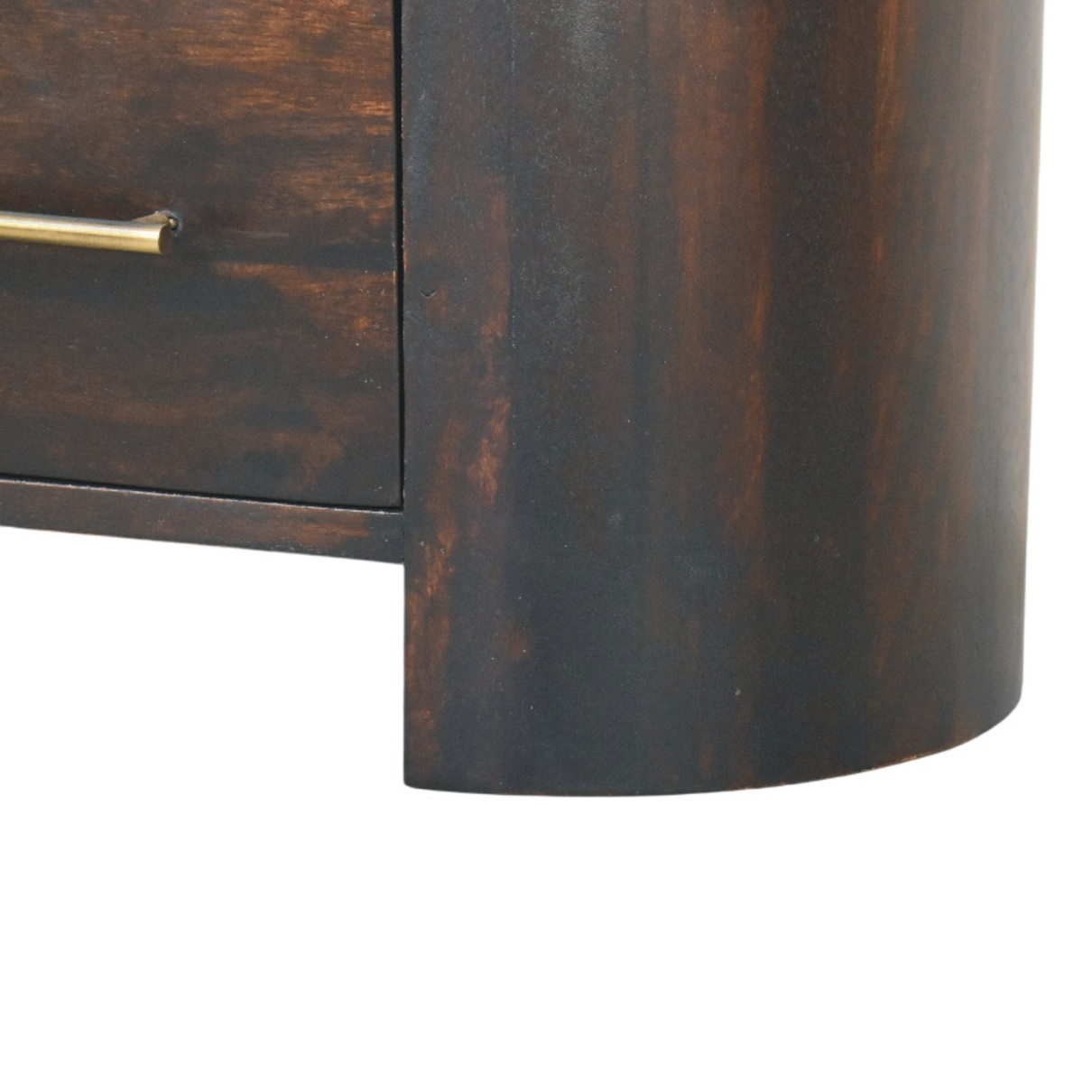 Artisan Furniture Solid Wood Valencia Two-Drawer Bedside Table, Curved Side Panels – Velvet Mocha, Dark Brown