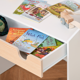 Two-Piece Kids Desk and Chair Set with Drawer and Shelf – MDF Children's Study Table with Storage for Ages 3–6