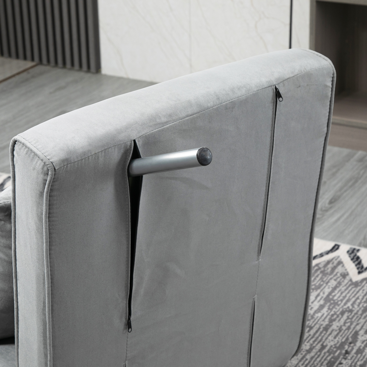 HOMCOM light grey sofa bed armchair, side view