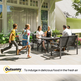 Outsunny 5-Piece Fir Wood Patio Dining Set with 60mm Umbrella Hole – Table, Chairs & Loveseats, Grey