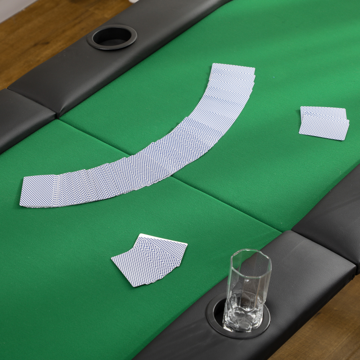 HOMCOM Foldable Poker Table for 8 Players with Game Trays & Drink Holders – Casino Games, Home and Pub
