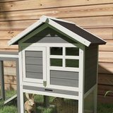 PawHut 122cm Wooden Rabbit Hutch with Run, Pull-Out Tray & Two Doors – Outdoor Small Animal House