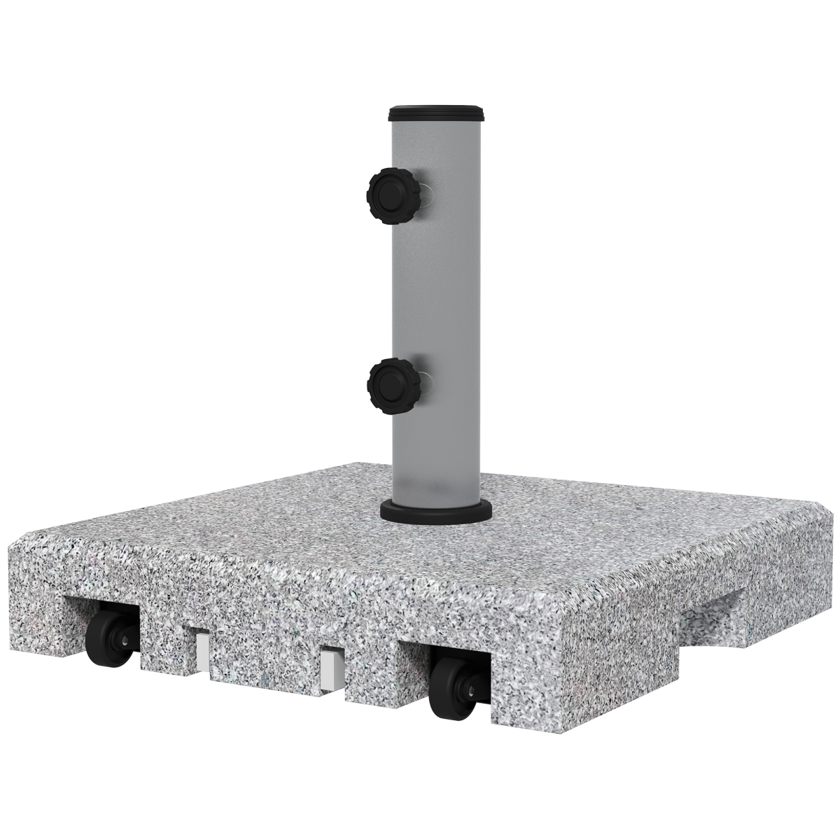 Outsunny 28kg Granite Parasol Base with Wheels and Retractable Handle – Fits 32–48mm Poles, Grey