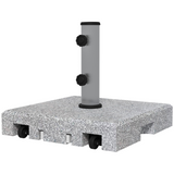 Outsunny 28kg Granite Parasol Base with Wheels and Retractable Handle – Fits 32–48mm Poles, Grey