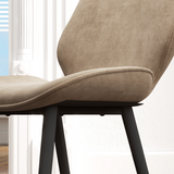 HOMCOM Upholstered Dining Chairs Set of 2 with Padded Seat & Metal Legs – Brown