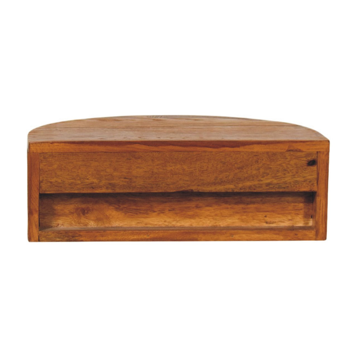 Artisan Furniture Ring Pull Wall Mounted Nightstand, 1 Drawer & Ribbed Half-Moon Form – Tiger Oak, Brown
