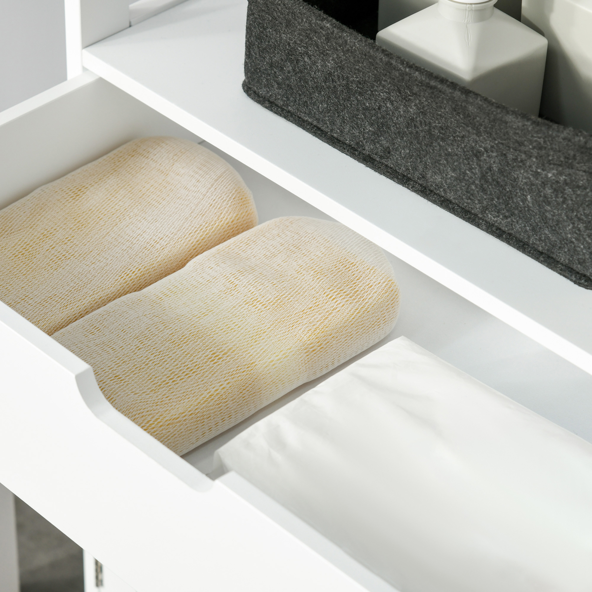 kleankin Bathroom Floor Storage Cabinet with Drawer, Shelves & Cupboard – Freestanding Storage
