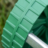 Outsunny Lawn Aerator Roller with Adjustable Handle – Galvanised Steel Spiked Garden Roller, Green/Silver