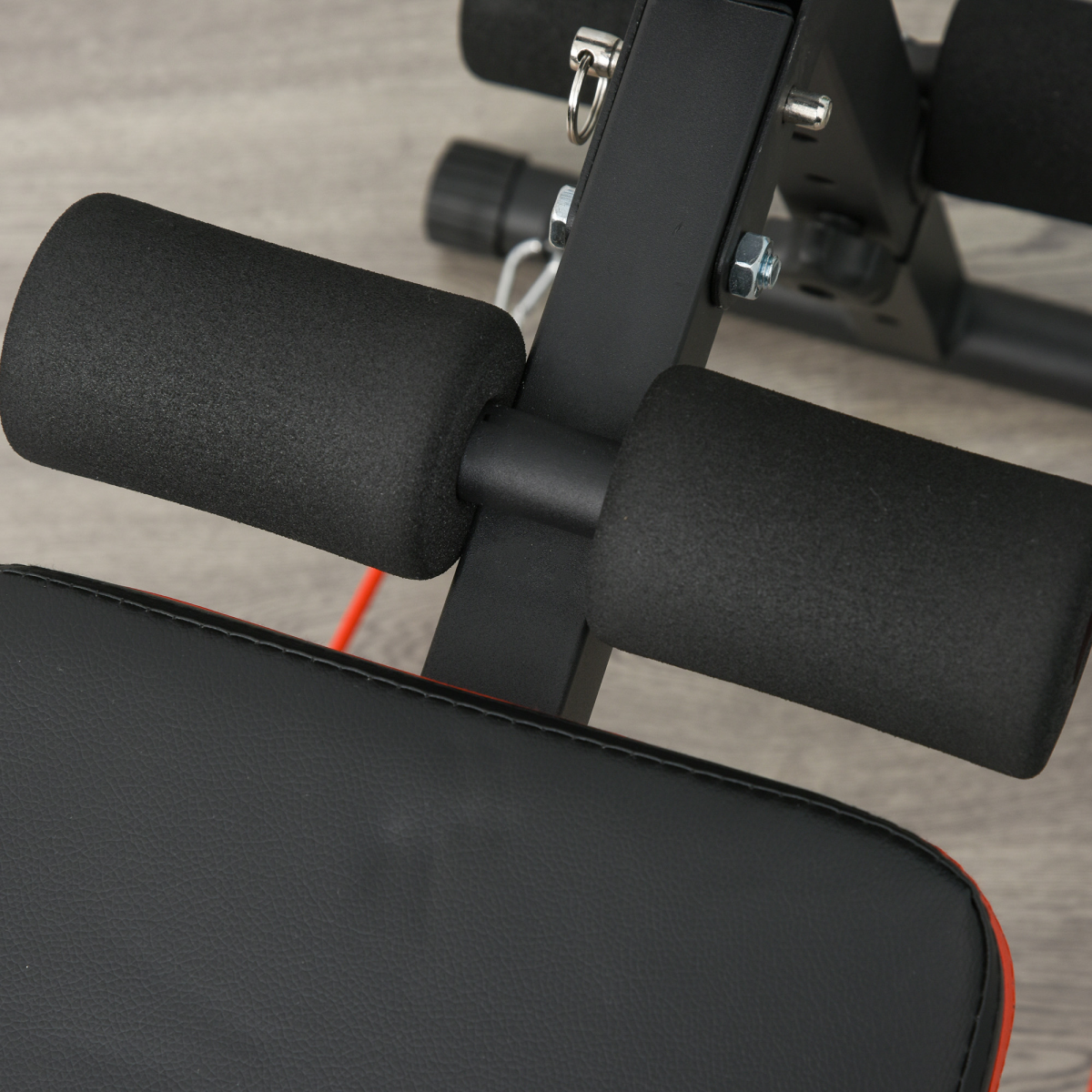HOMCOM Foldable Sit Up Bench with Adjustable Popliteal Bracket & Spring Puller – Home Gym Core Workout, Black