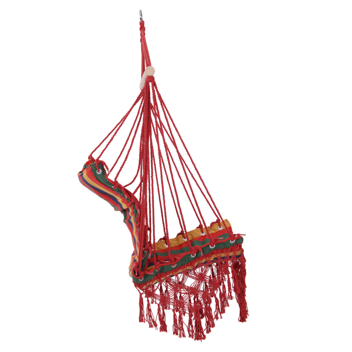Outsunny Hammock Chair Swing with Wooden Spreader Bar & Tassels – Indoor Outdoor Hanging Seat