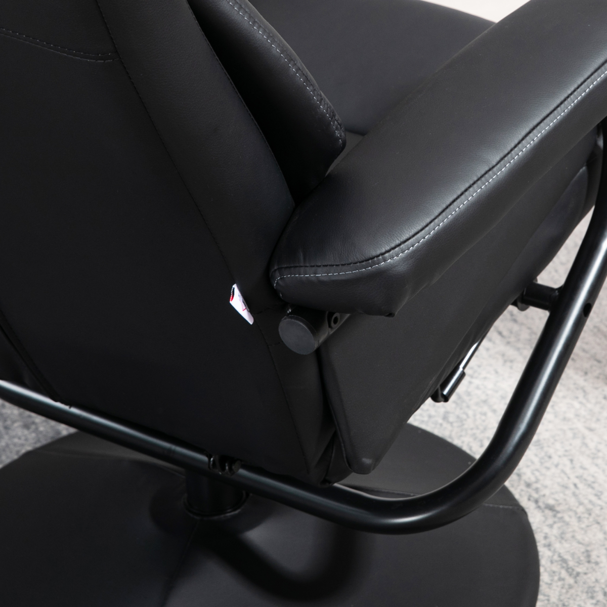 HOMCOM PU Leather Swivel Recliner Armchair with Ottoman – 135° Manual Reclining Chair with Footstool, Black