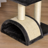 Pawhut Three-Tier Cat Tree with Sisal Scratching Posts and Hanging Ball – Plush Indoor Activity Centre, Grey