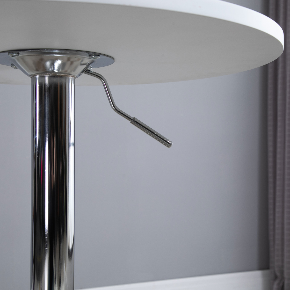60cm Adjustable Height Round Bar Table with Swivel Top and Metal Frame – Dining and Drinking Table, White