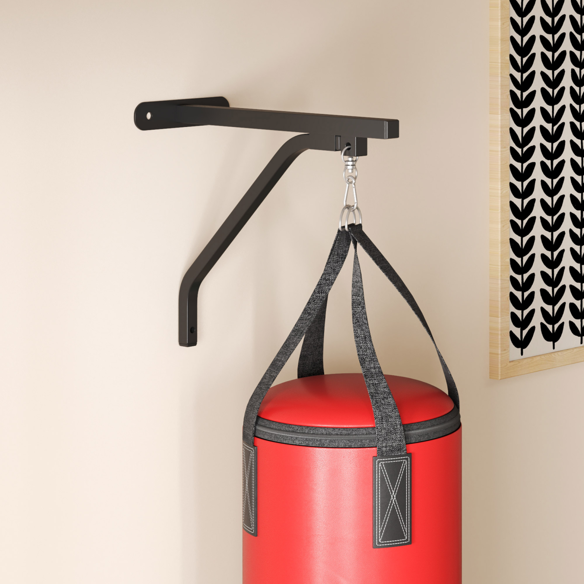 SPORTNOW Unfilled Punch Bag with Boxing Gloves, Hand Wraps & Wall Bracket – Home Boxing Training, Black and Red