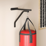 SPORTNOW Unfilled Punch Bag with Boxing Gloves, Hand Wraps & Wall Bracket – Home Boxing Training, Black and Red