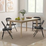 HOMCOM Set of 4 Padded Folding Chairs with Cushioned Seats & Steel Frame – Space-Saving Seating, Black