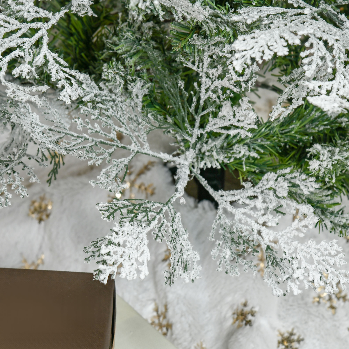 HOMCOM 6ft Snow Flocked Artificial Pencil Christmas Tree with Flame Retardant PVC & Metal Base – Unlit