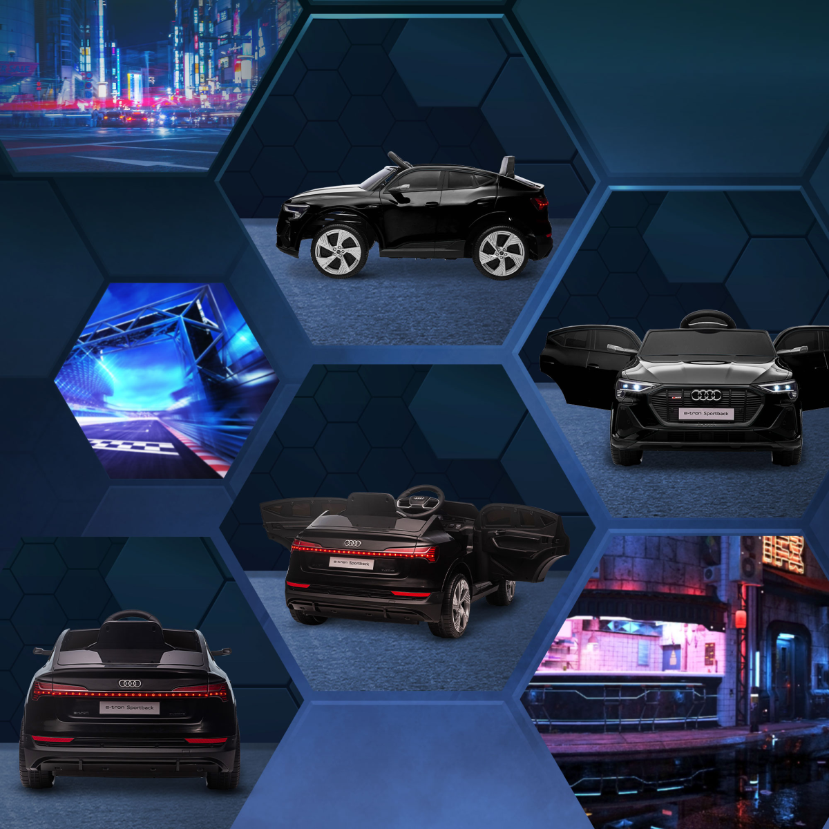 HOMCOM Audi E-tron 12V Electric Ride-On Car with Remote Control, LED Lights & Music – Kids, Black