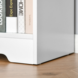 Modern 4-Compartment Low Bookcase with Adjustable Shelves and Anti-Tipping Straps – Cube Display Unit, White
