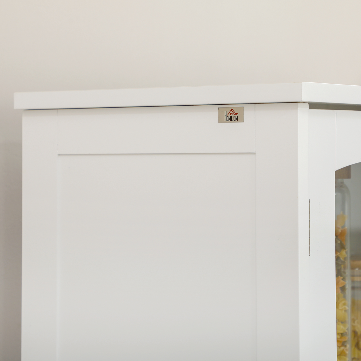 HOMCOM 160cm Kitchen Cupboard Storage Cabinet with Glass Door, Drawer & Adjustable Shelves – Pantry Unit