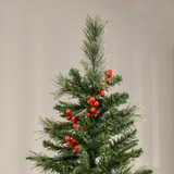 HOMCOM 7ft Unlit Artificial Pencil Christmas Tree with Faux Red Berries, Flame Retardant PVC & Metal Base
