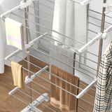 HOMCOM 4-Tier Folding Clothes Airer Rail with Wheels – Indoor Garment Drying Stand, White and Silver