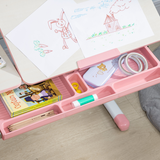 HOMCOM Kids Desk and Chair Set with Adjustable Height, Storage Drawer & Washable Seat Cover – Study Set, Pink