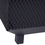 Outsunny Square Steel Fire Pit with Poker – Wood & Charcoal Burning Garden Patio Heater, Black