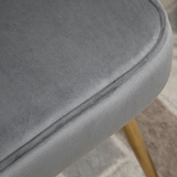 HOMCOM Velvet-Feel Shell Accent Chair with Metal Legs – Scalloped High Back Armchair, Grey