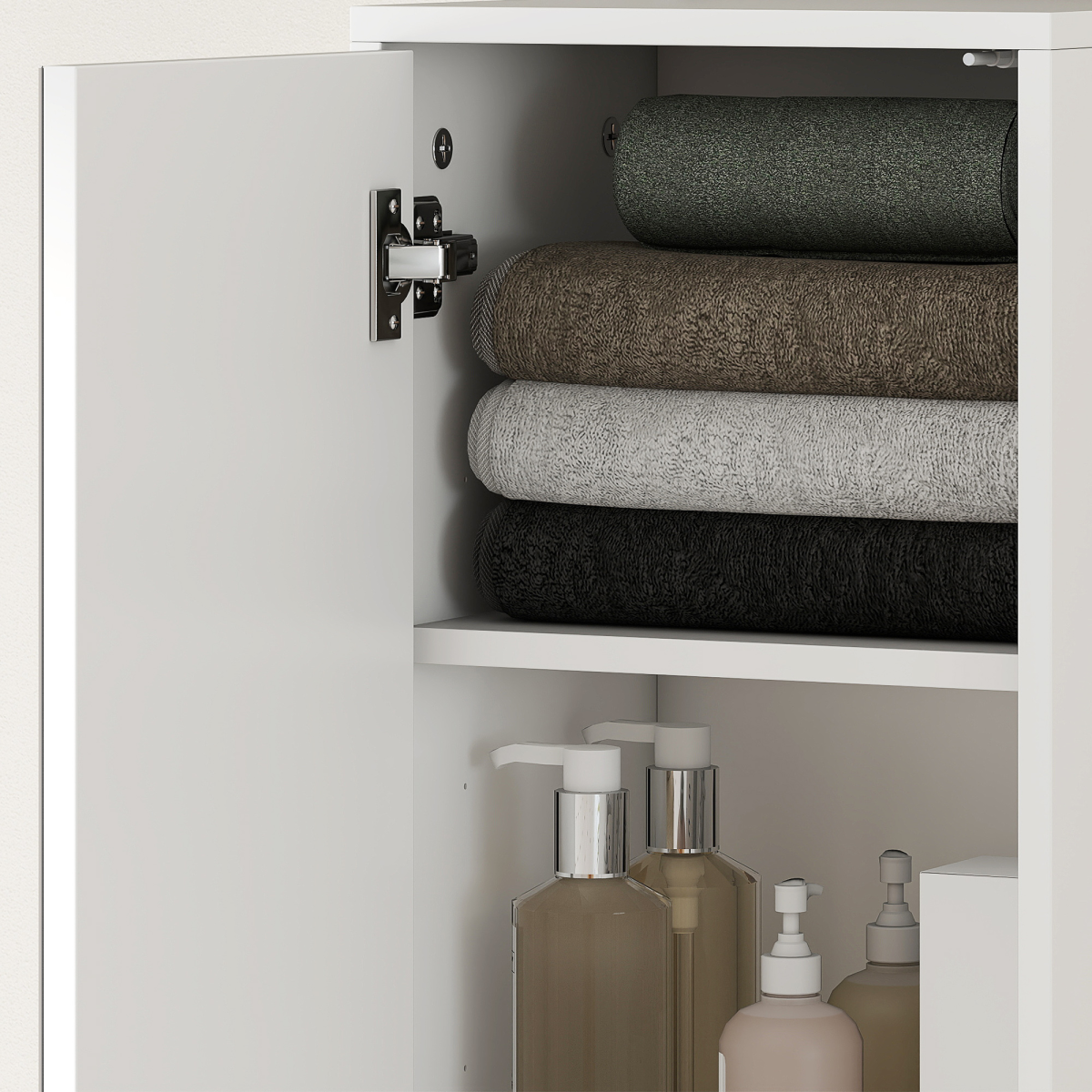 kleankin Tall Bathroom Cabinet with Mirror Door – Narrow Storage with Adjustable Shelves, High Gloss White