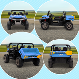 HOMCOM 12V Two-Seater Kids Electric Ride-On Truck with Electric Bucket, Remote Control & LED Lights – Blue