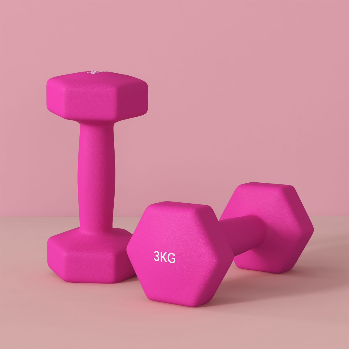SPORTNOW Hexagonal Dumbbell Pair, 2 x 3kg – Non-Slip Grip Home Gym Hand Weights, Pink