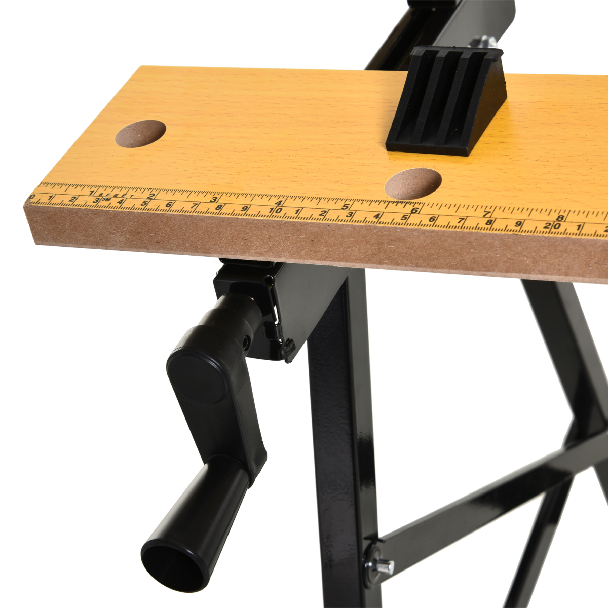 DURHAND Portable Folding Work Bench with MDF Top and Adjustable Clamps – 4-in-1 Workbench, Sawhorse, Black