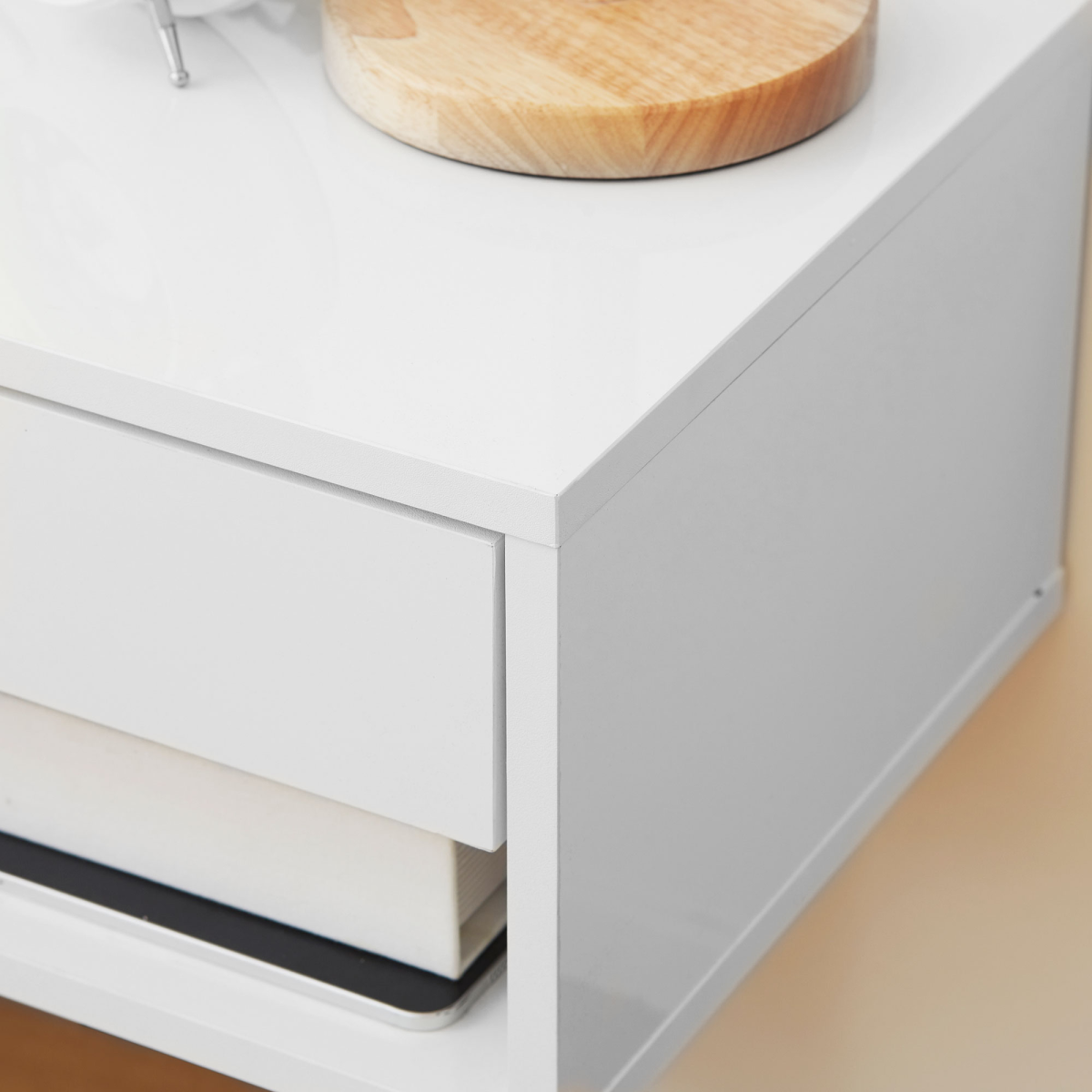 HOMCOM Floating Bedside Tables Set of 2 with Drawers & Shelves – Wall-Mounted Nightstands, White